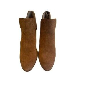 Lucky Brand Womens Booties Size 6.5M Brown Suede Back Zipper 2.5" Block Heel